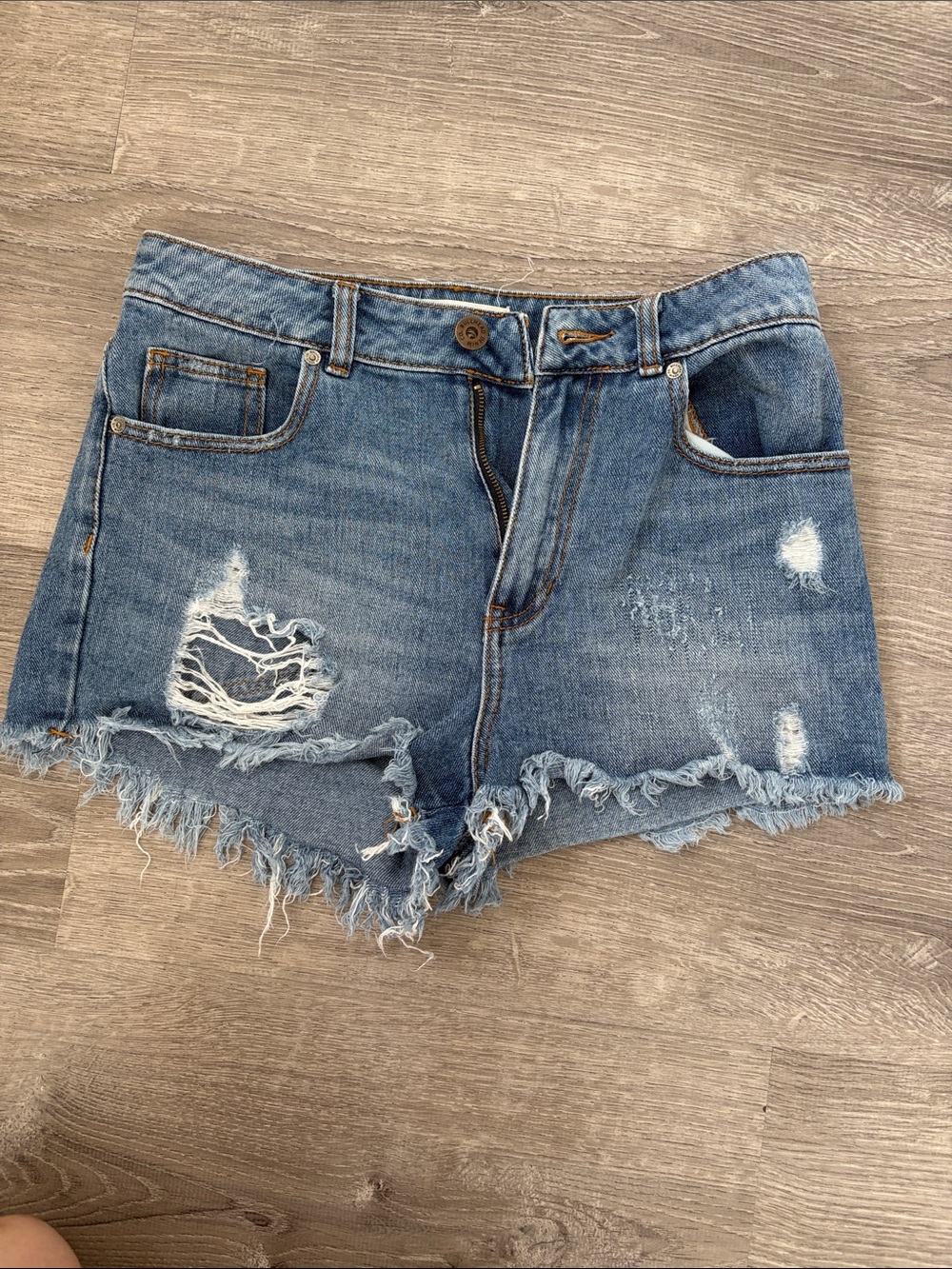 Bullhead Distressed Light Blue Denim Cutoff Shorts